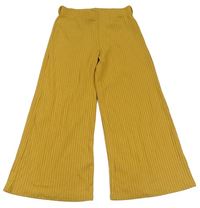 Hořčicové žebrované culottes kalhoty New Look