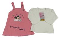 Nové- 2set- růžové šaty s Mickey Mousem+ bílé triko