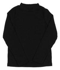 Černé žebrované úpletové triko Shein