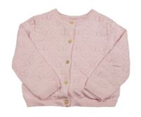 Světlerůžový propínací svetr s motýlky a srdíčky Nutmeg