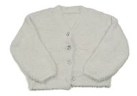 Bílý chlupatý propínací crop svetr Dunnes 