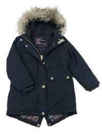 Tmavomodrá šusťáková zimní parka s kapucí Next