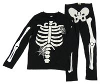 Černé pyžamo s kostlivcem F&F