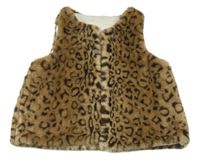 Hnědá kožešinová vesta s flíčky 