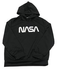 Černá sportovní mikina s nápisem a kapucí Shein