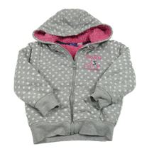 Šedá puntíkatá zateplená propínací mikina s nápisem a kapucí Lupilu