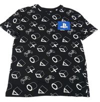 Černé vzorované tričko Playstation