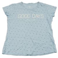 Světlemodré tričko s třešněmi a nápisem Yigga