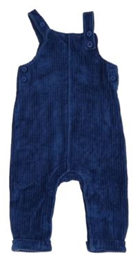 Modré žebrované sametové laclové tepláky