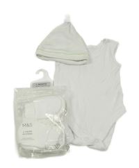 6 set - bílé body + bílá čepička + 4 bílé rukavičky 