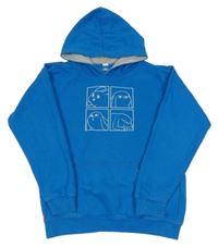 Modrá mikina s potiskem a kapucí 