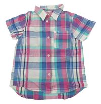 Bílo-růžovo-modrá kostkovaná košile H&M