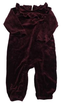 Vínový sametový overal