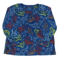 Modré sametové triko s dinosaury Primark