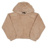Růžová chlupatá crop mikina s kapucí New Look