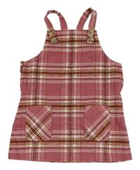 Růžovo-bílé kostkované laclové vlněné šaty Primark