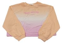 Meruňkovo-růžová ombré crop mikina s nápisem H&M
