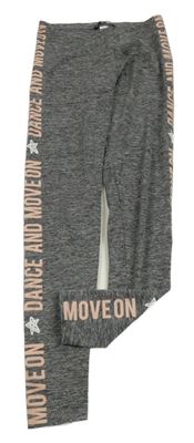 Šedé žíhané sportovní lelastické egíny s růžovými nápisy Terranova