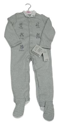 Nové - Šedý melírovaný overal s medvídky George
