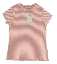 Růžovo-bílé proužkované žebrované tričko M&S