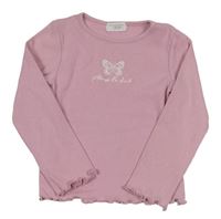 Světlerůžové žebrované triko s motýlem Primark