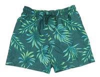 Tmavozelené plážové kraťasy s listy H&M