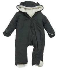 Tmavošedá bavlněná zateplená kombinéza s kapucí Ergee