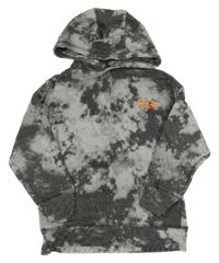 Černo-bílá vzorovano/puntíkatá mikina s nápisem a kapucí Next