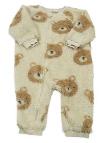 Béžový chlupatý overal s medvídky Next