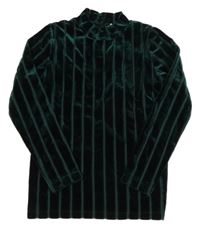 Tmavozelené sametové triko se stojáčkem Name it