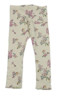 Světlerůžové květované žebrované legíny M&S