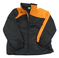 Oranžovo-černá šusťáková sportovní bunda s ukrývací kapucí Erima