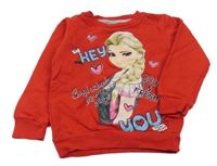 Červená mikina s Elsou a nápisem 