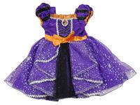 Kostým - Fialovo-černo-oranžové saténové šaty s Minnie Disney