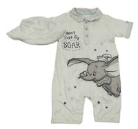 2set- bílo-šedý pruhovaný overal s Dumbem+ čepice George