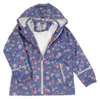 Modro-růžová květovaná nepromokavá bunda s kapucí Lupilu