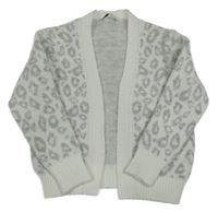 Bílo-šedý vzorovaný pletený cardigan George