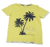 Žluté tričko s palmami 