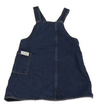 Tmavomodré riflové laclové šaty s kapsou 