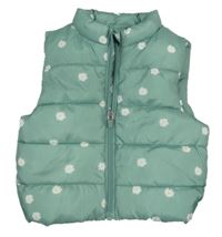 Zelená šusťáková zateplená vesta s kytičkami M&S