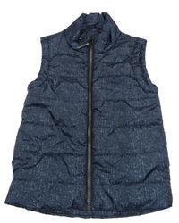 Tmavomodrá melírovaná šusťáková zateplená vesta Debenhams