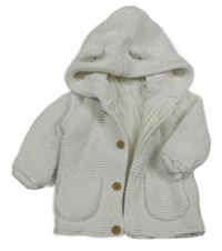 Bílý propínací podšitý svetr s kapucí George