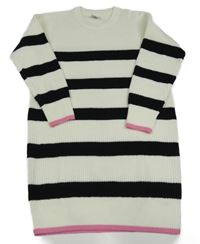 Bílo-černé pruhované svetrové šaty Page one young