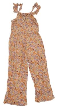 Světlerůžovo-barevný vzorovaný lehký kalhotový overal H&M