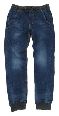 Tmavomodré jogger rifle s úpletovým pasem H&M
