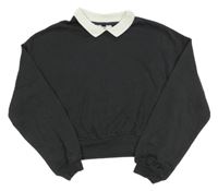 Antracitová crop mikina s límečkem H&M