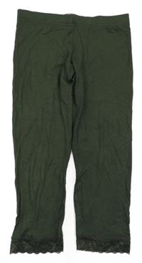 Khaki capri legíny s krajkou Bershka