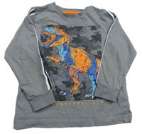 Šedé triko s dinosaurem 