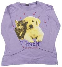 Fialové triko s pejskem a kočičkou Kiki&Koko
