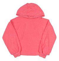 Neonově růžová froté mikina s kapucí V by Very